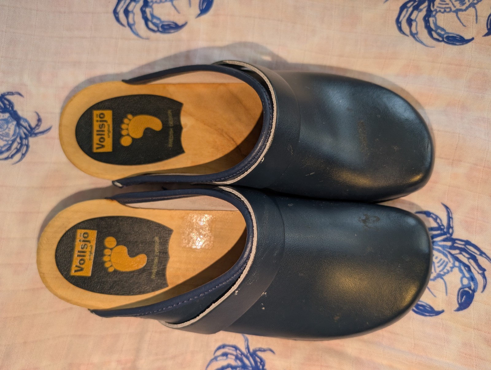 Vollsjo Original Swedish Design Blue Leather Clogs Sz 37 USA Ladies Sz 6.5-7