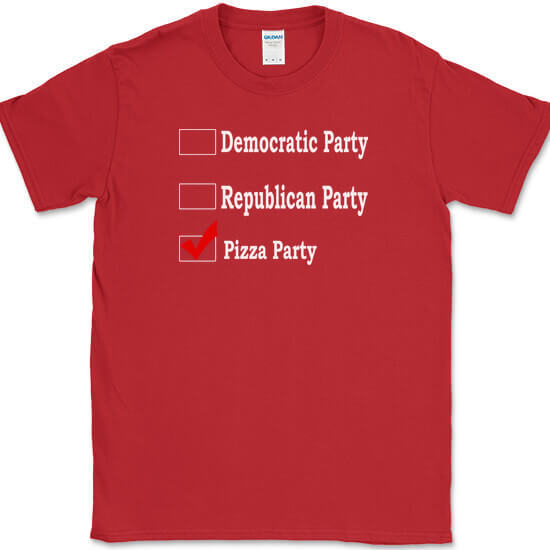Republican Party Democrat Party Pizza Party T-Shirt Funny Political Food Tee