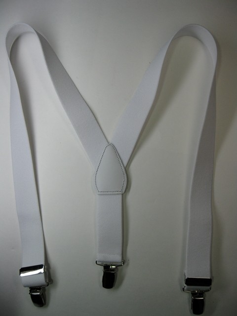 Men’s Suspenders, Y Style, Gold-Toned Stainless Clips & Length Adjusters, USA