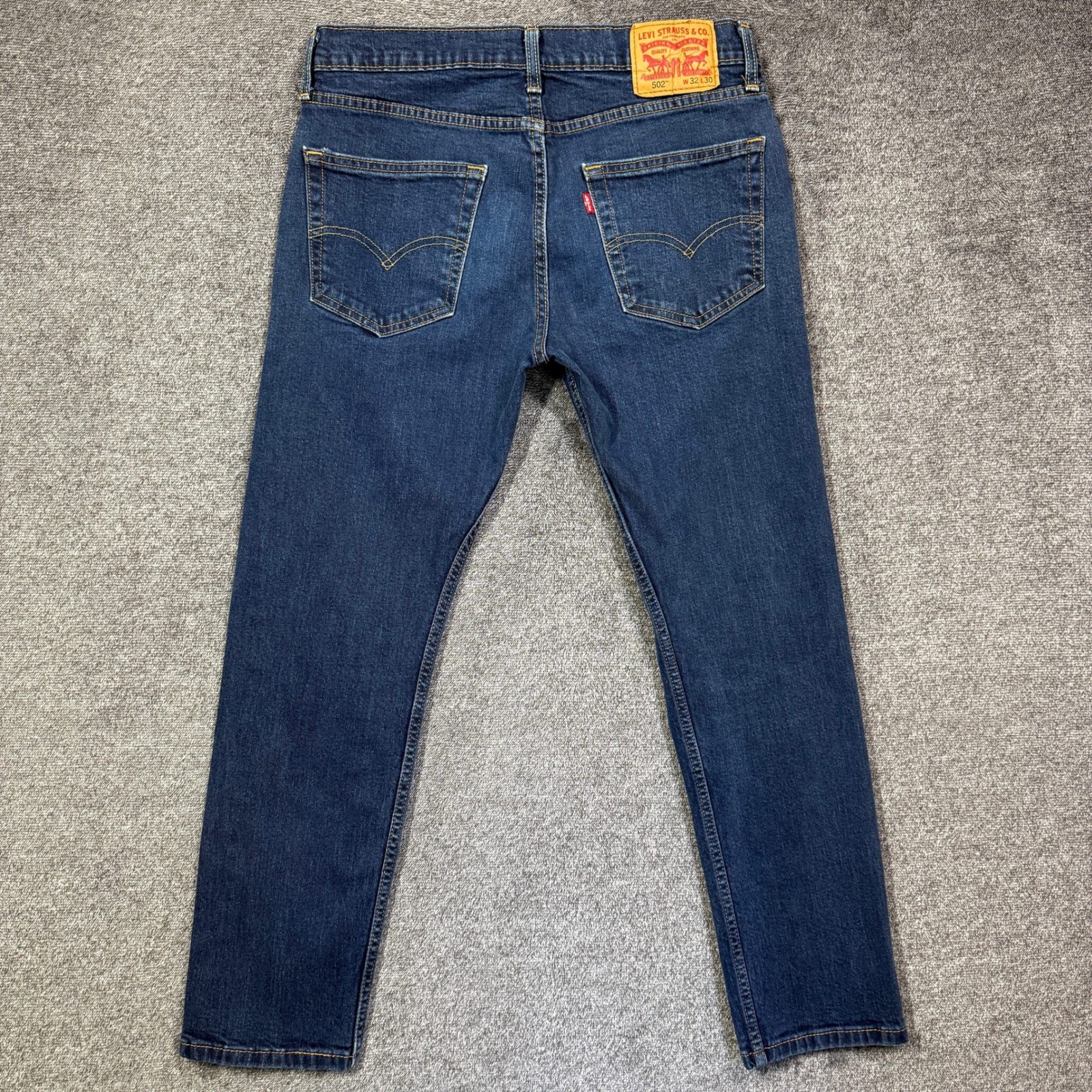 Levi’s 502 Jeans Mens 32×30 Blue Taper Dark Wash Stretch Denim