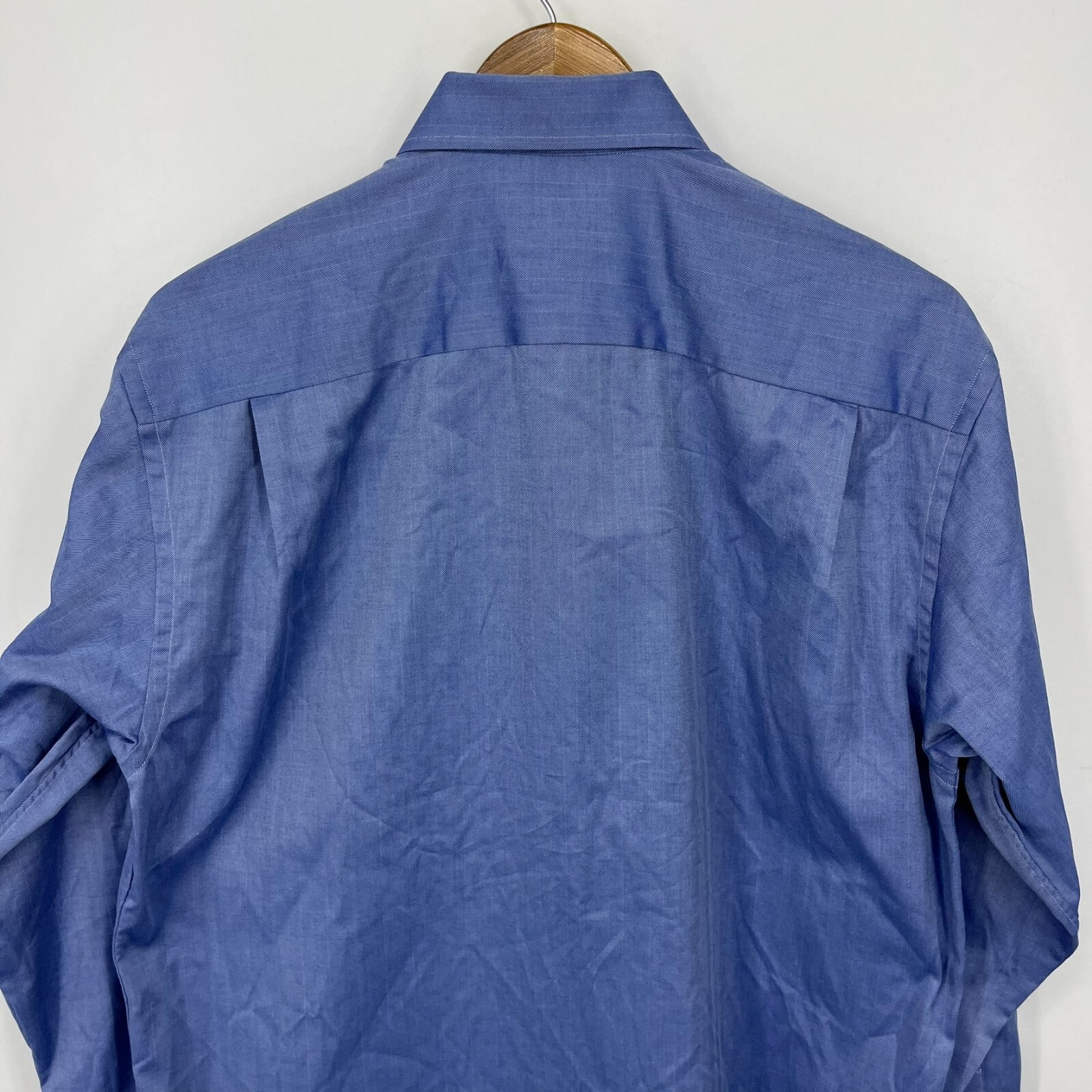 Eton Long Sleeve Button Shirt Men’s Size 15.5 Blue Pocket Cotton