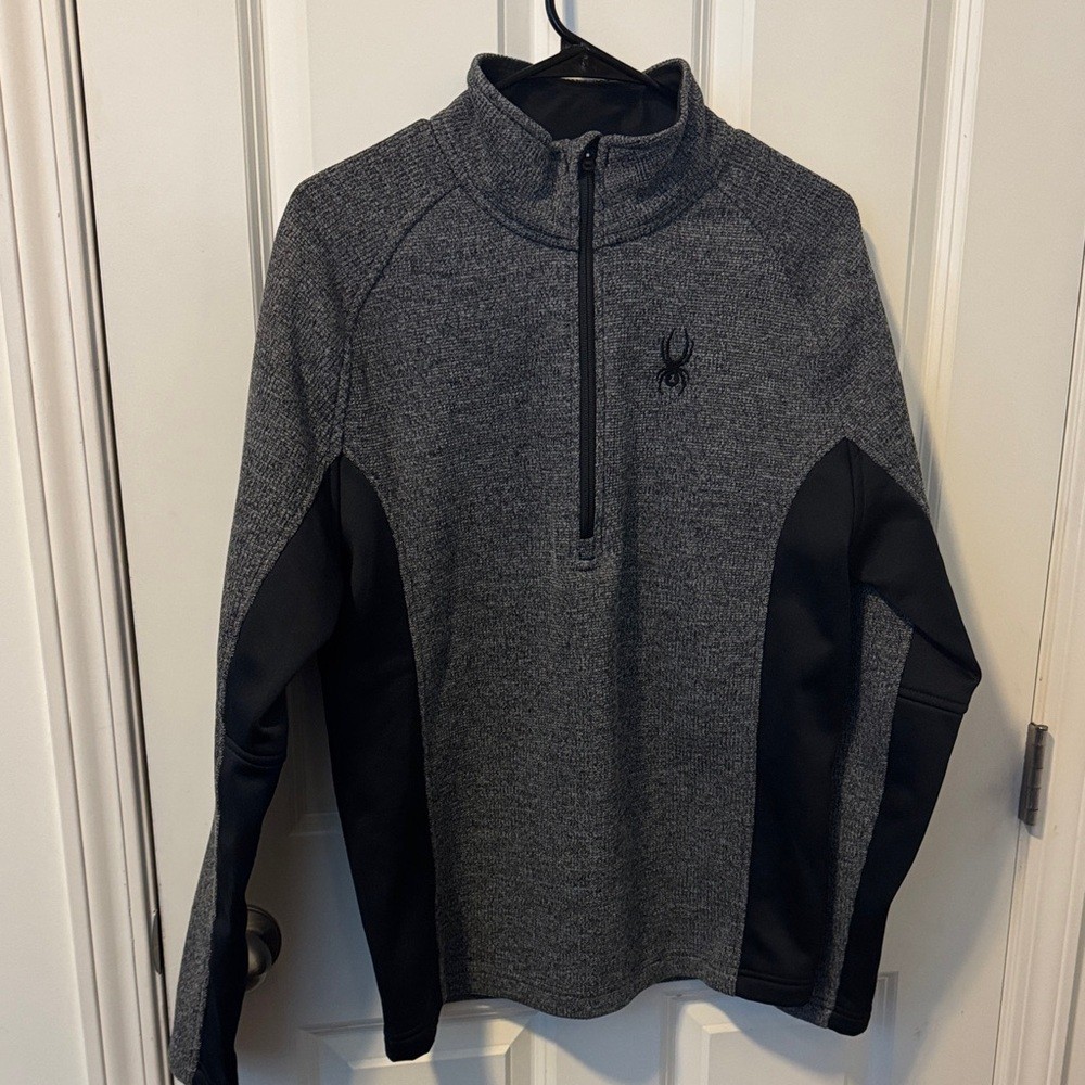 Spyder Charcoal Gray and Black Half‑Zip Performance Pullover
