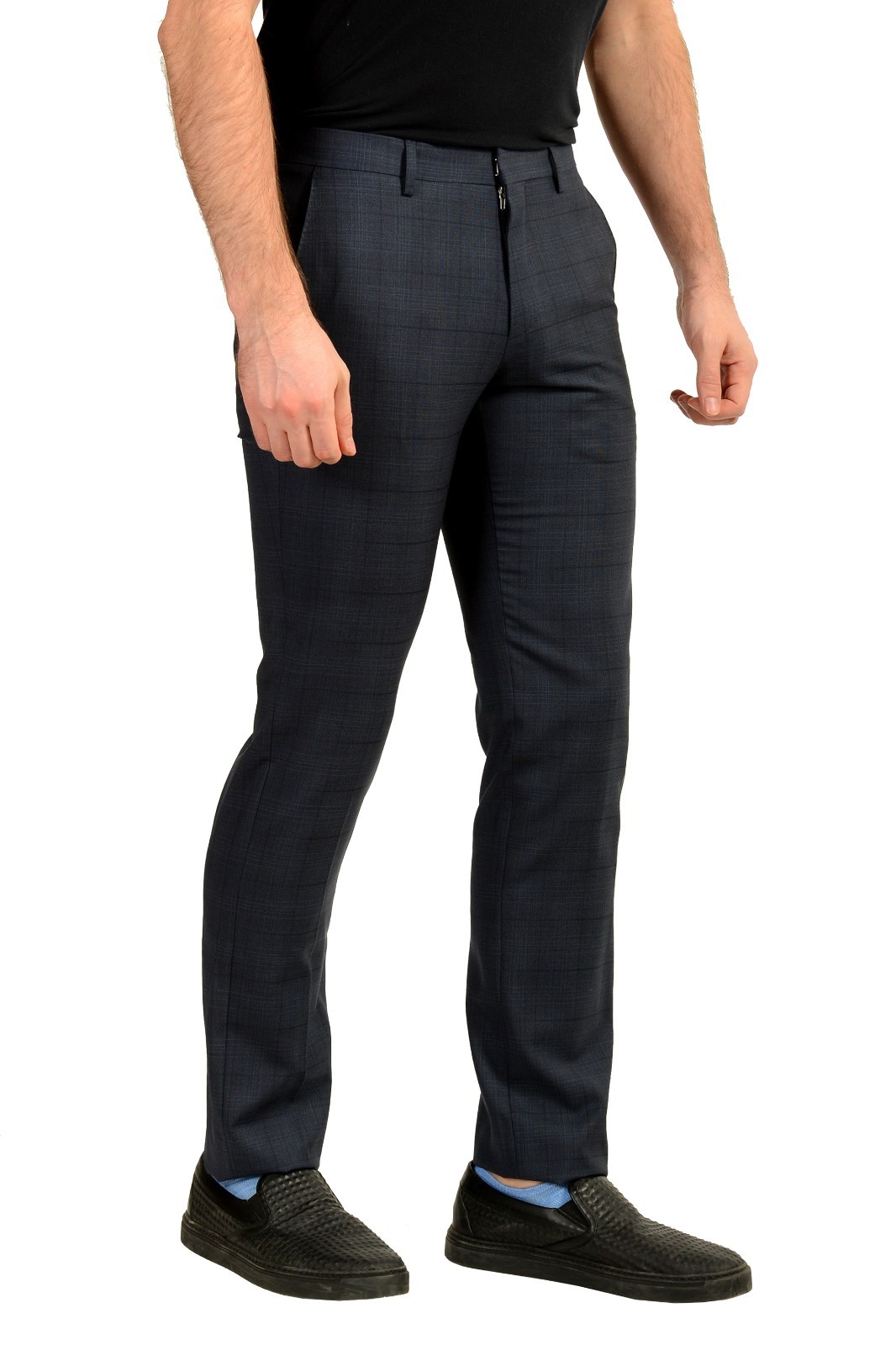 Hugo Boss Men’s “Genesis3” 100% Wool Blue Plaid Dress Pants US 30R IT 46R