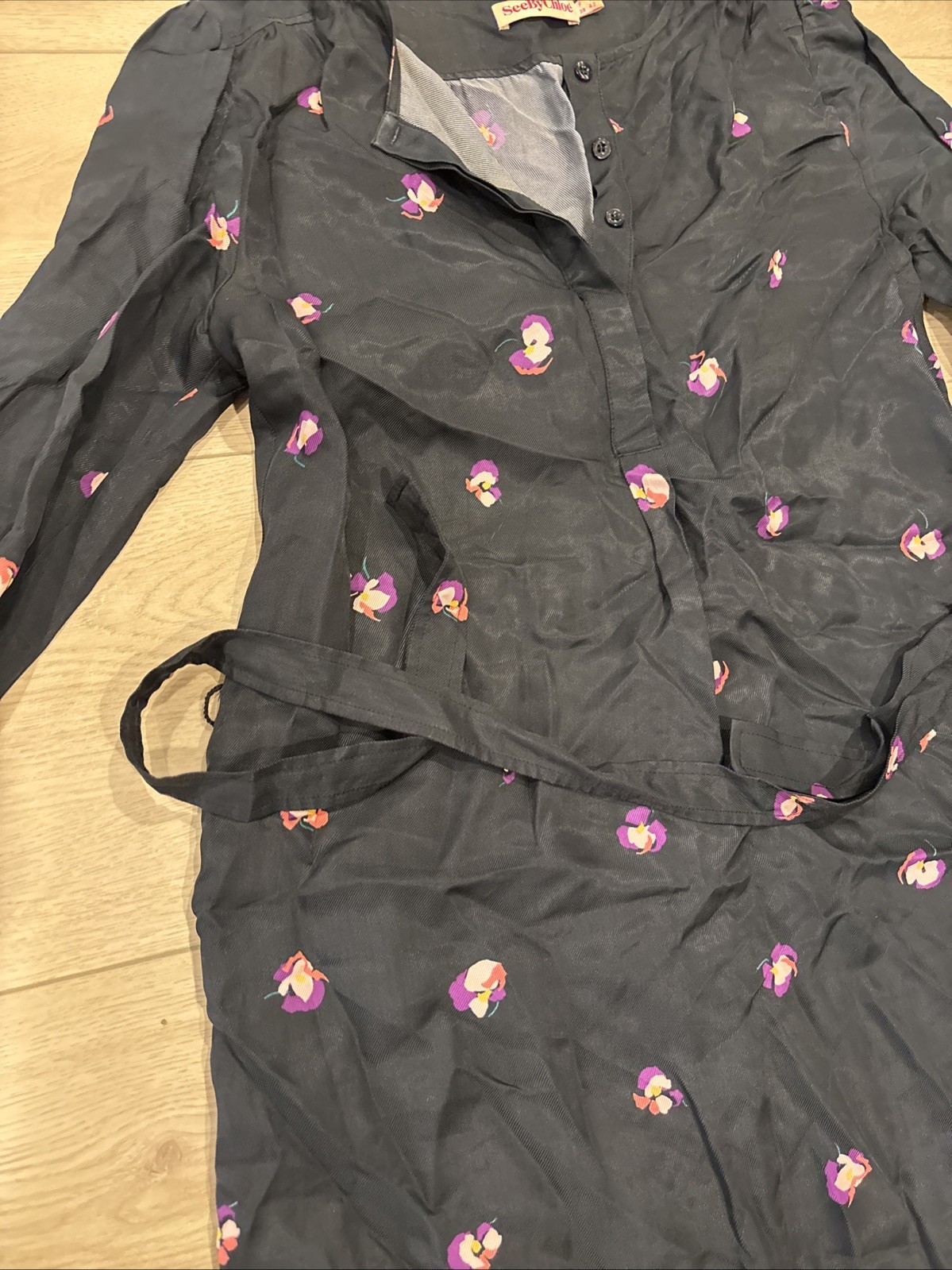 SEE By CHLOE Vintage Floral Print Tie Belt Dress Size 6