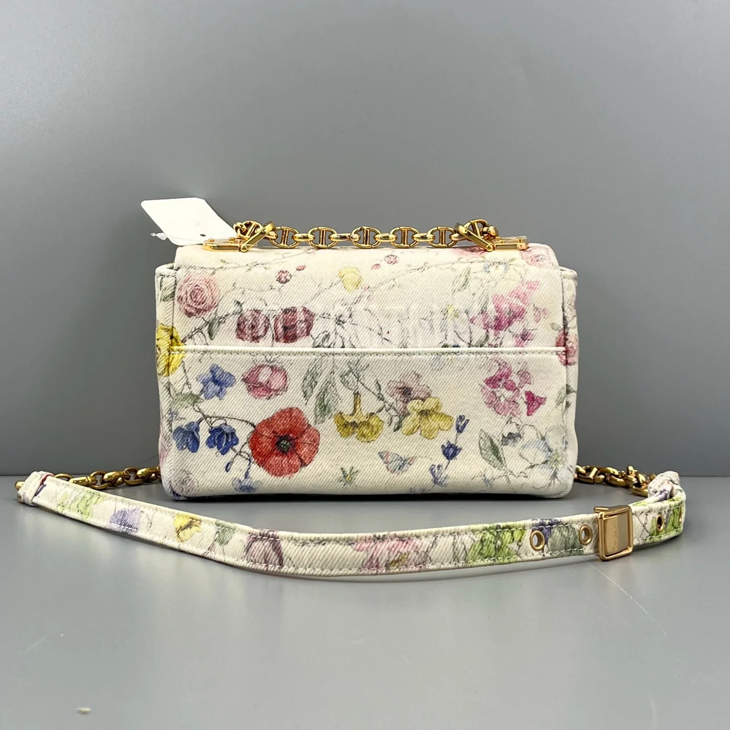 Dior Print Small Caro Bag White Yellow Red Blue Green Canvas (ym051726b6r)