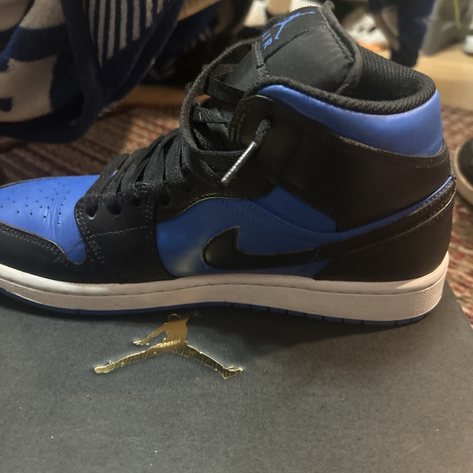 Jordan Air Jordan 1 Mid Black Royal Blue Mid Top Leather Men’s DQ8426-042