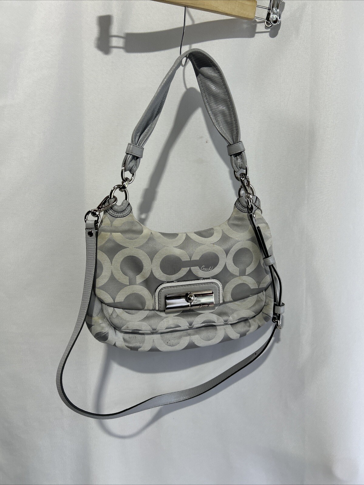 Coach Kristin 16953 Silver Grey Hobo Crossbody Purse Handbag See Pictures **