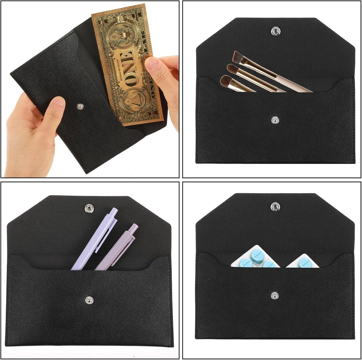 PU Leather Cash Envelope Wallet – Reusable Money Wallet & Pouch for Travel