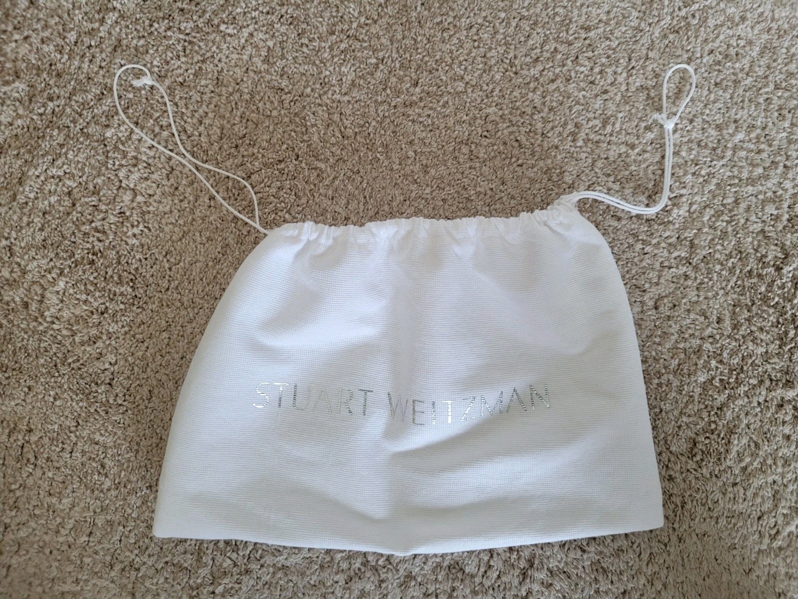 Stuart Weitzman Dust Bag Only For Shoes White Silver Lettering Clean 14″ by 9″