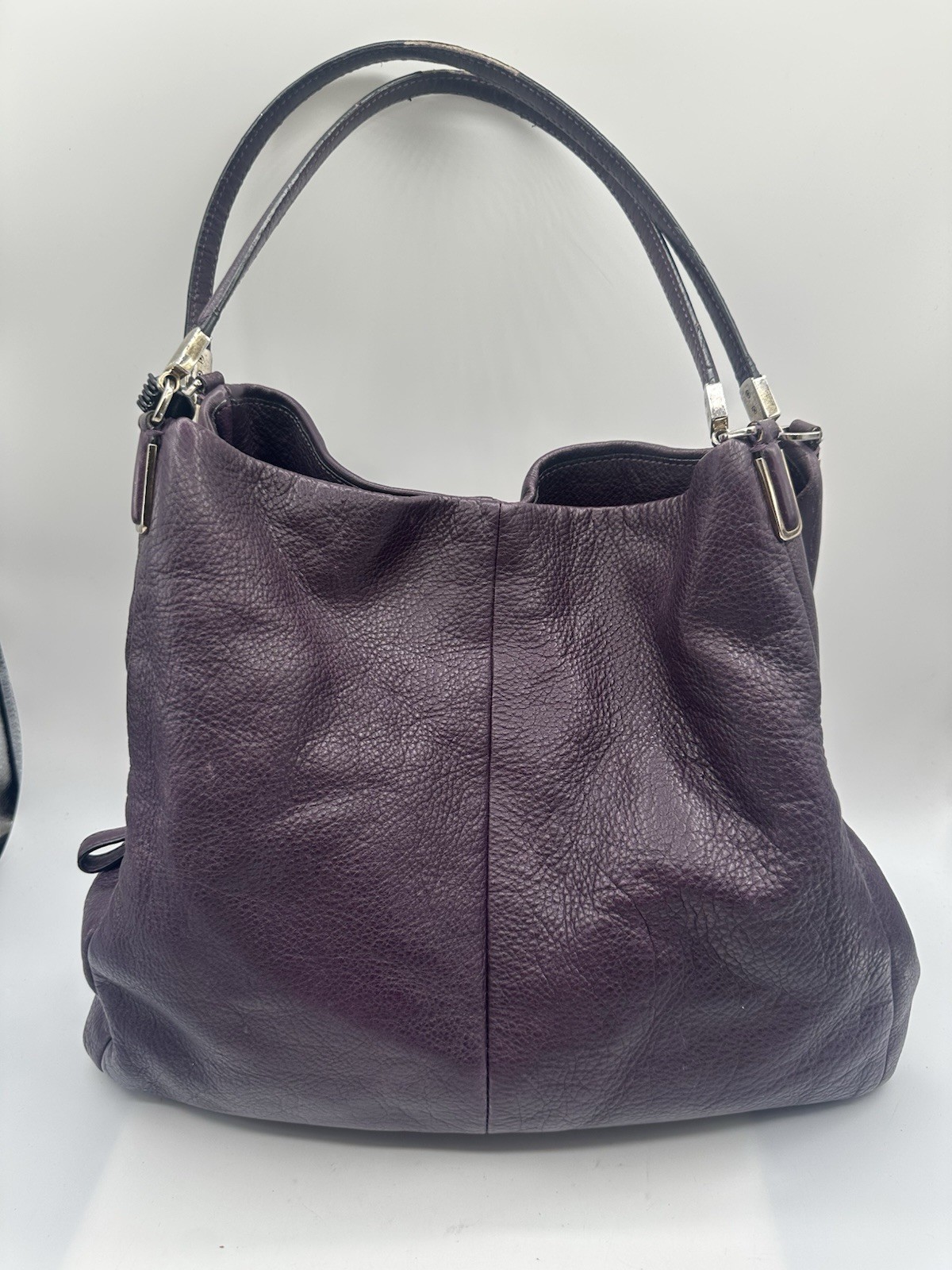 COACH Madison Phoebe 3 Compartment Eggplant Leather Tote Shoulder Handbag 24621