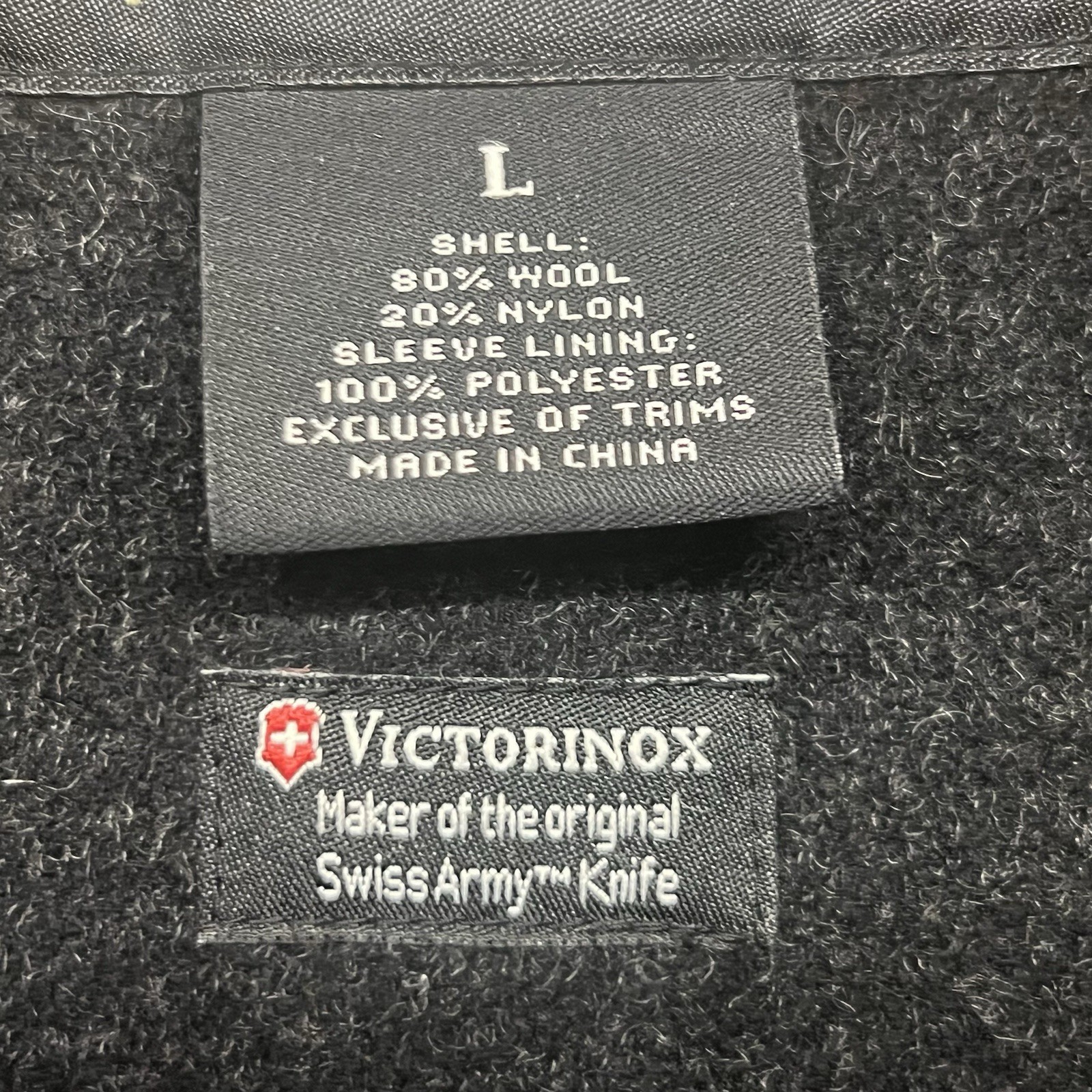 Victorinox Swiss Army Wool Field Jacket Mens Large Gusseted Gray Zip Snap HR