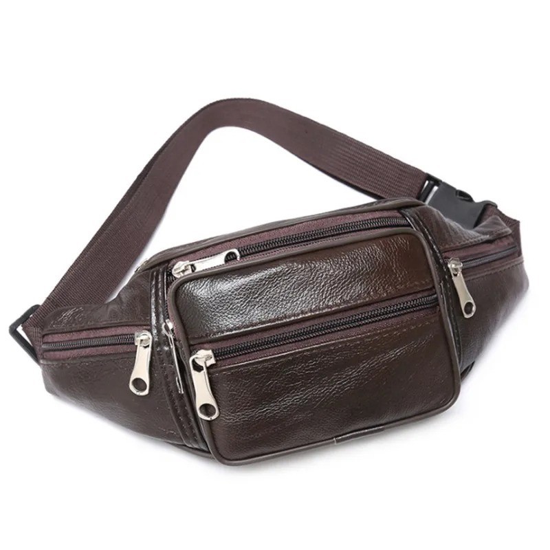 Men’s Waist Pack PU Leather Bag Waist Belt Bag Male Artificial Leather Fanny
