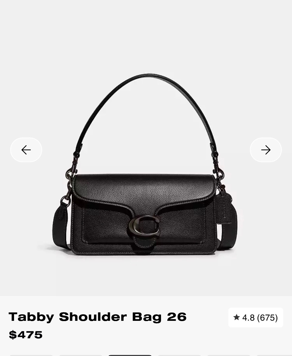 Coach Tabby 26 Black With Pewter And Link Chain Strap In Brass And Pewter
