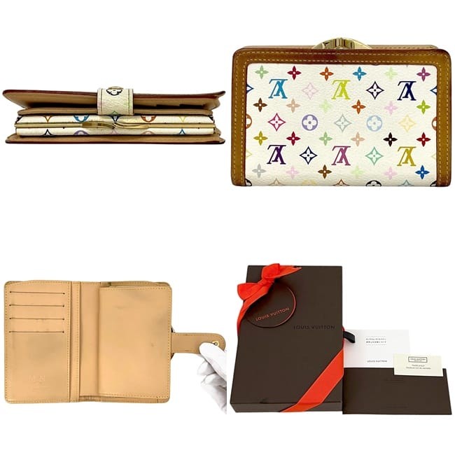 Louis Vuitton Bi-fold Wallet Portemonnaie Viennois Clasp White Blanc Multicolor