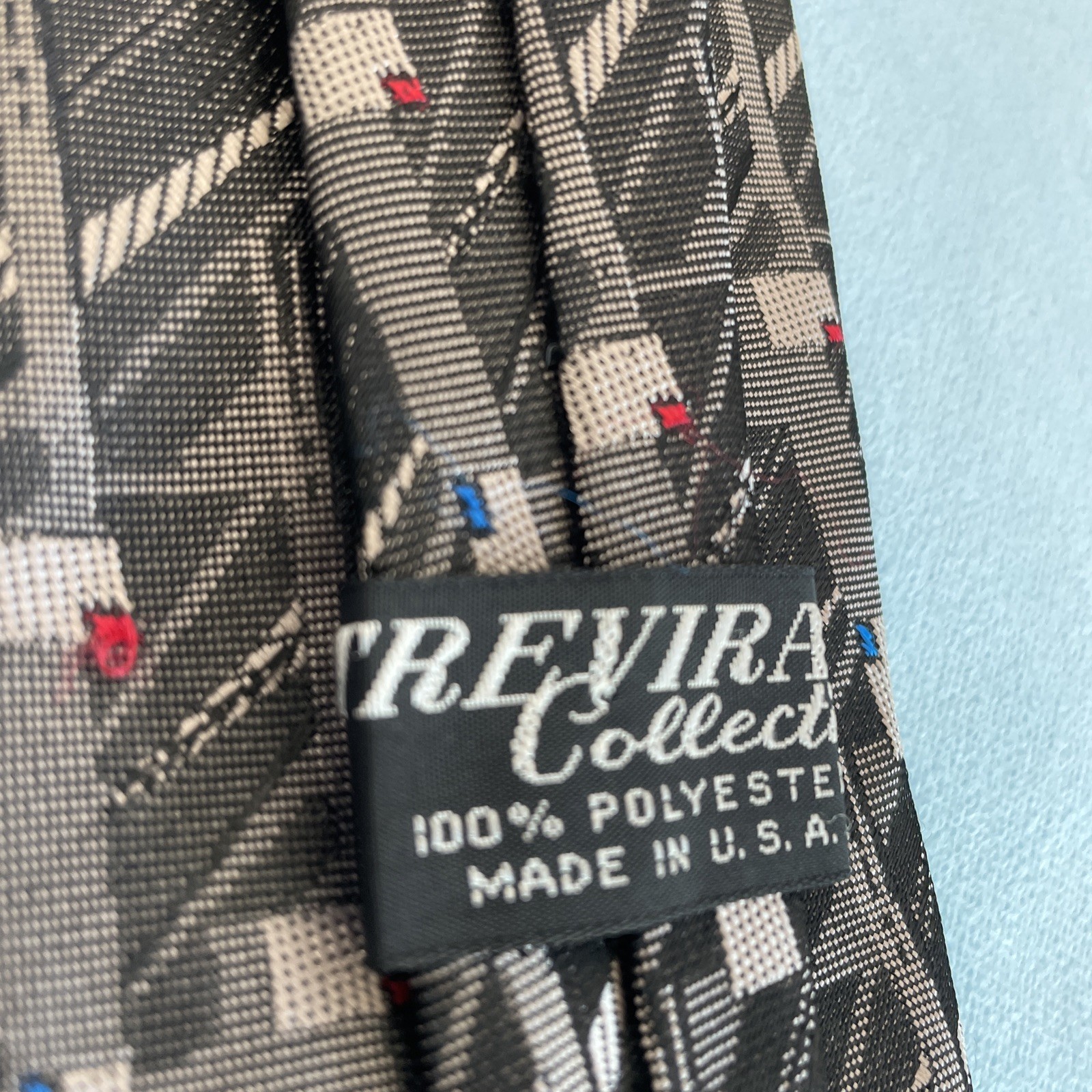 TREVIRA Collection Vintage 90s Cybergoth Made USA Tie Gray Steel Punk 3″ 58″