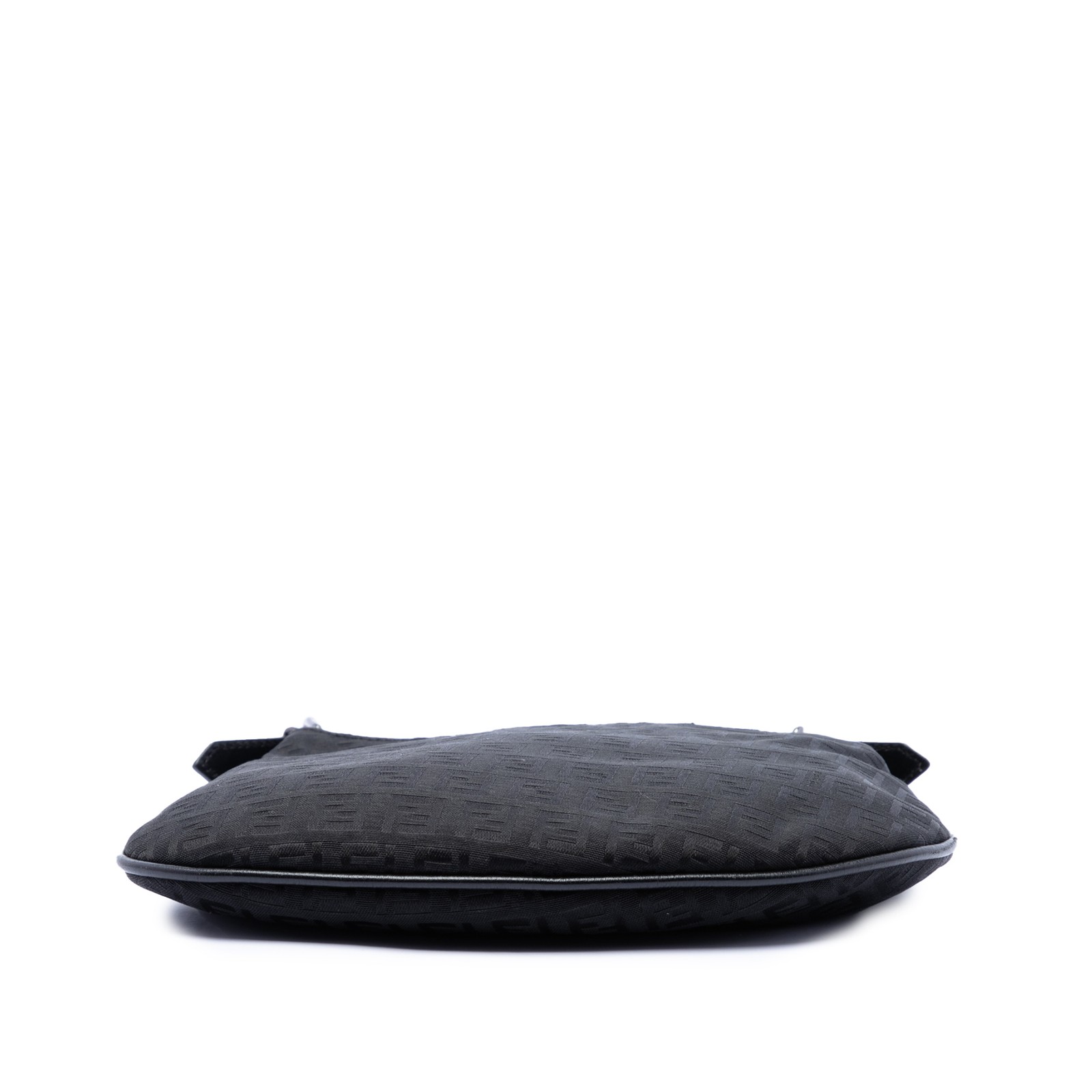 Fendi Zucchino Canvas Oyster Shoulder Bag Pre-Loved Black