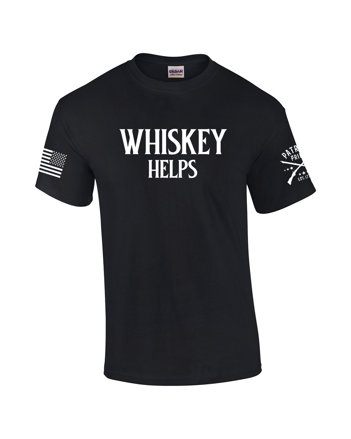 Patriot Pride Whiskey Helps Mens Funny American Flag Sleeve Short Sleeve