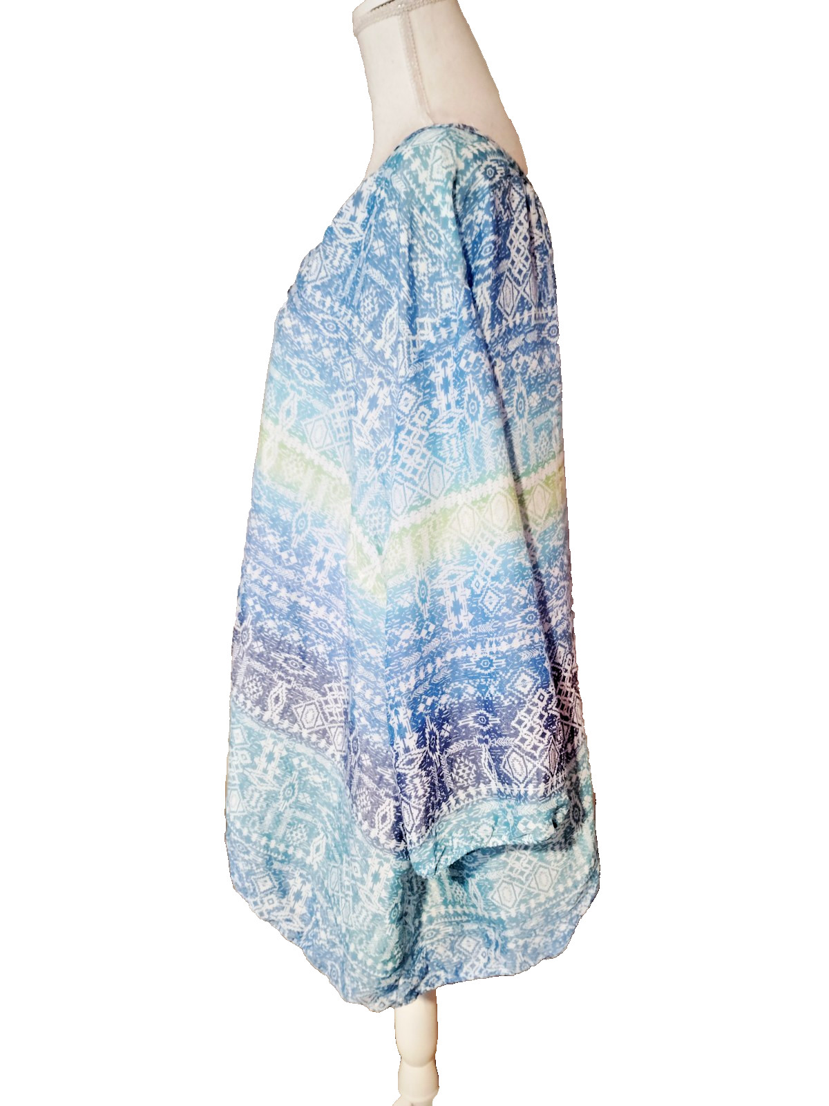 Catherines Womens Chiffon Tunic Plus 4X 30/32 Elastic Waist Boho Beachy Flowy