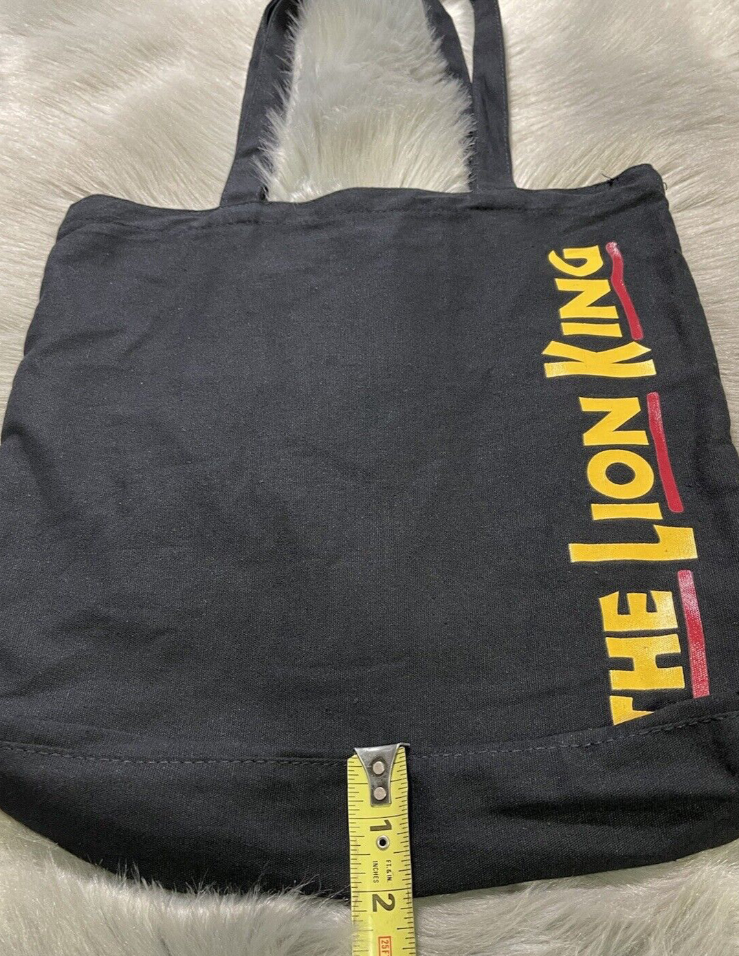 NOS Lion King Cotton Canvas Black Yellow Print Tote Bag 14”x13.5” New