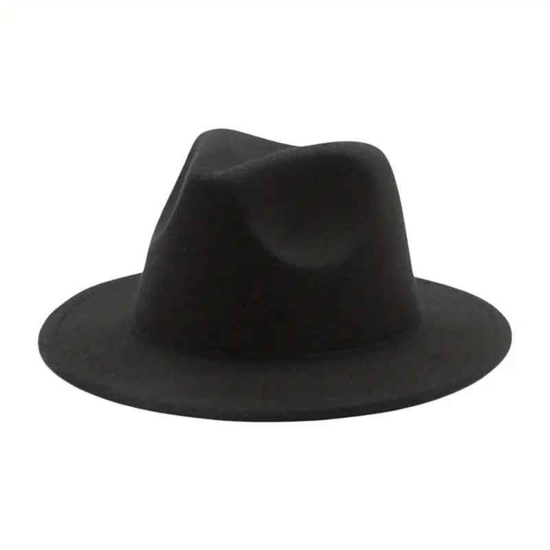 Classic Wide Brim Fedora Hat Felt Panama Jazz Cap Unisex Style, Men, Woman