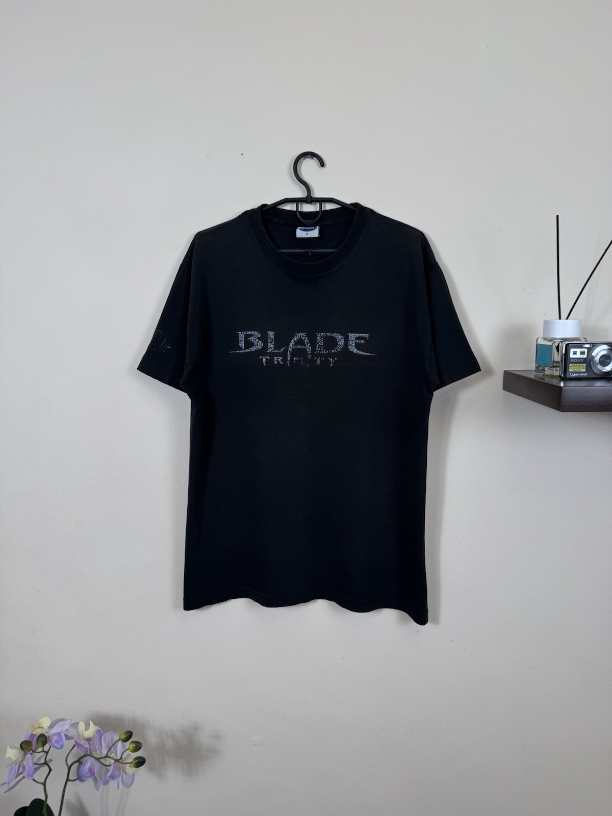 Vintage Blade Trinity T shirt Matrix 2000s Movie Black Motorcycle Tee Y2K