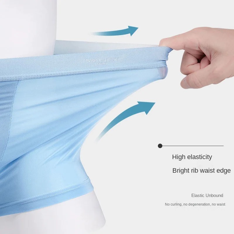 4 Pack Mens Ice Silk Boxer Briefs Breathable Cooling Underwear U Pouch