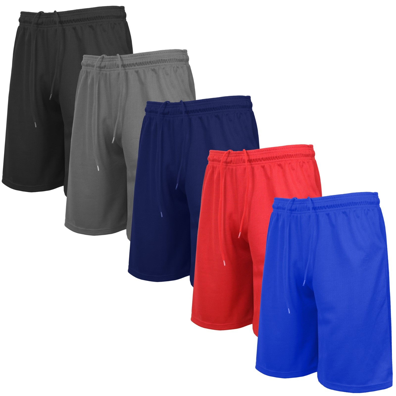 Men’s 5-Pack Lightweight Breathable Moisture Wicking Mesh Shorts