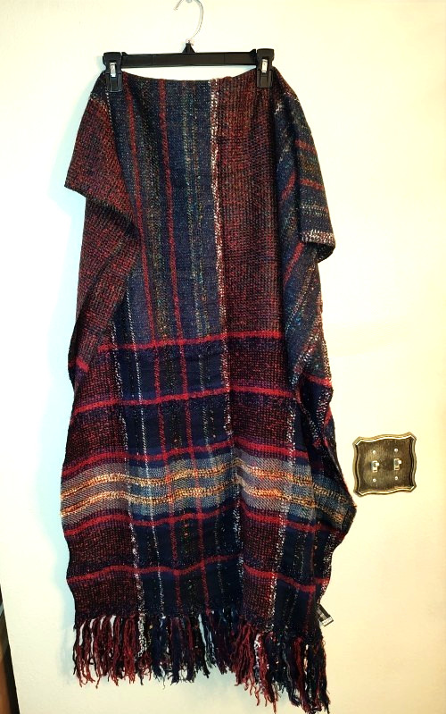New Zara Accesories Plaid Fringed Shawl Scarf Poncho Wrap Size M 200cm X 80cm