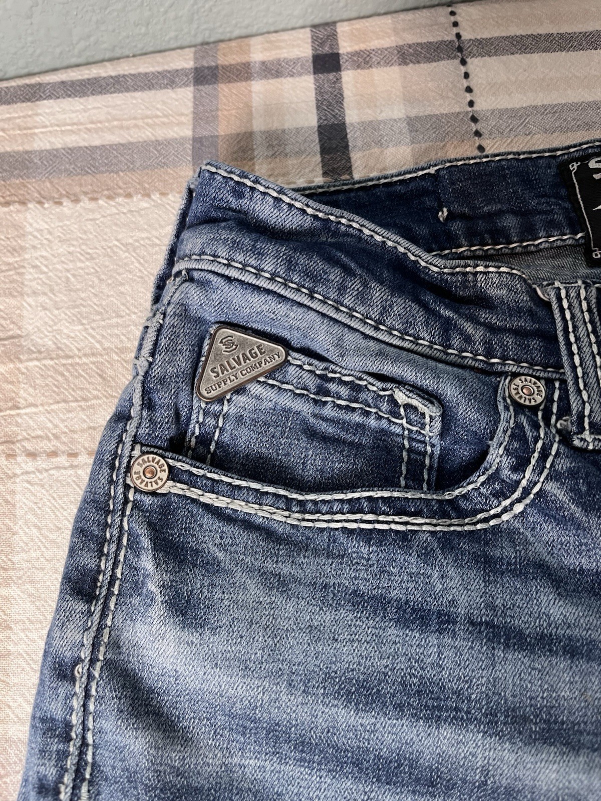 Salvage Supply Buckle Jeans Mens 29×30 Havoc Straight Slim Fit Stretch Denim