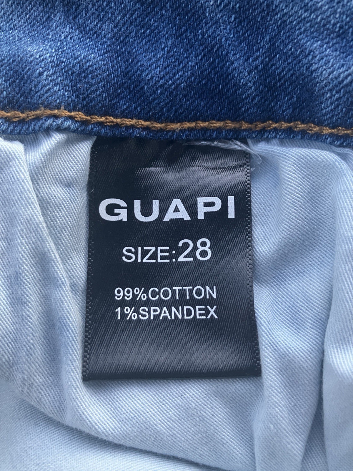 GUAPI Mens Size 28 Wavy Stacked Jeans Two Tone Patchwork Streetwear Blue