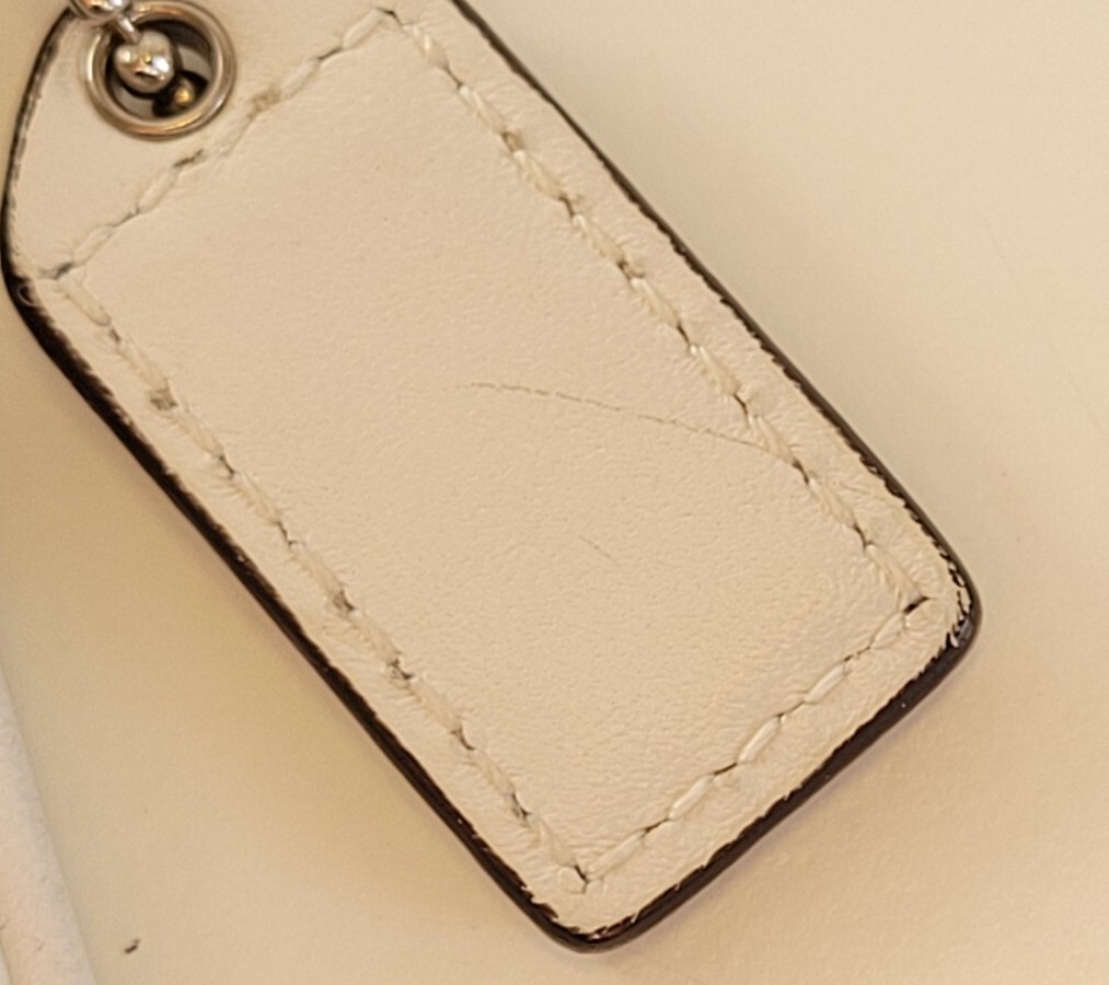 Coach Wristlet Wallet Brown Monogram CC Canvas White Leather Trim Strap