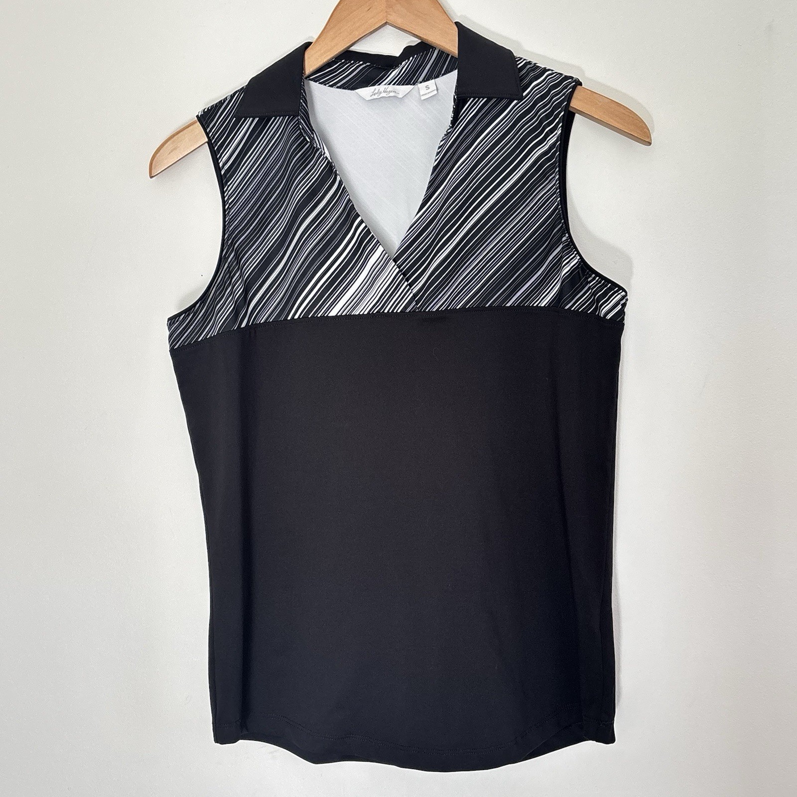 Lady Hagen Golf Sleeveless Top Polo Size Small Black Neutral Tennis Athletic