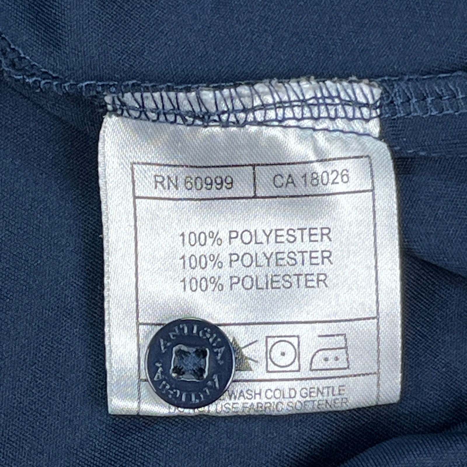 Antigua Polo Shirt Men Medium Navy Blue Short Sleeve 3 Button Placket NASCAR EUC