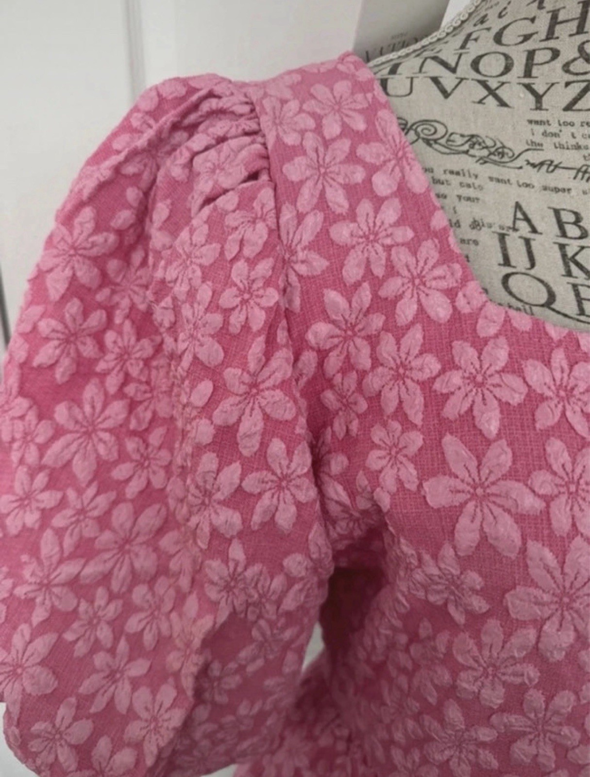 Pink – Tie Detail Floral Embossed Peplum Top L/XL uk 12-14 BNWT