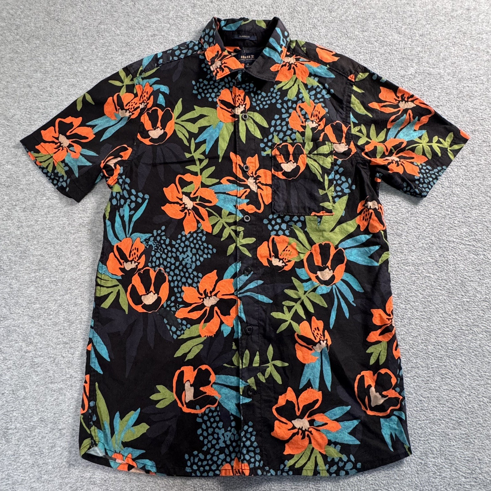Roark Men’s Shirt Small Tropical Floral Classic Short Sleeve Button Up Outdoors