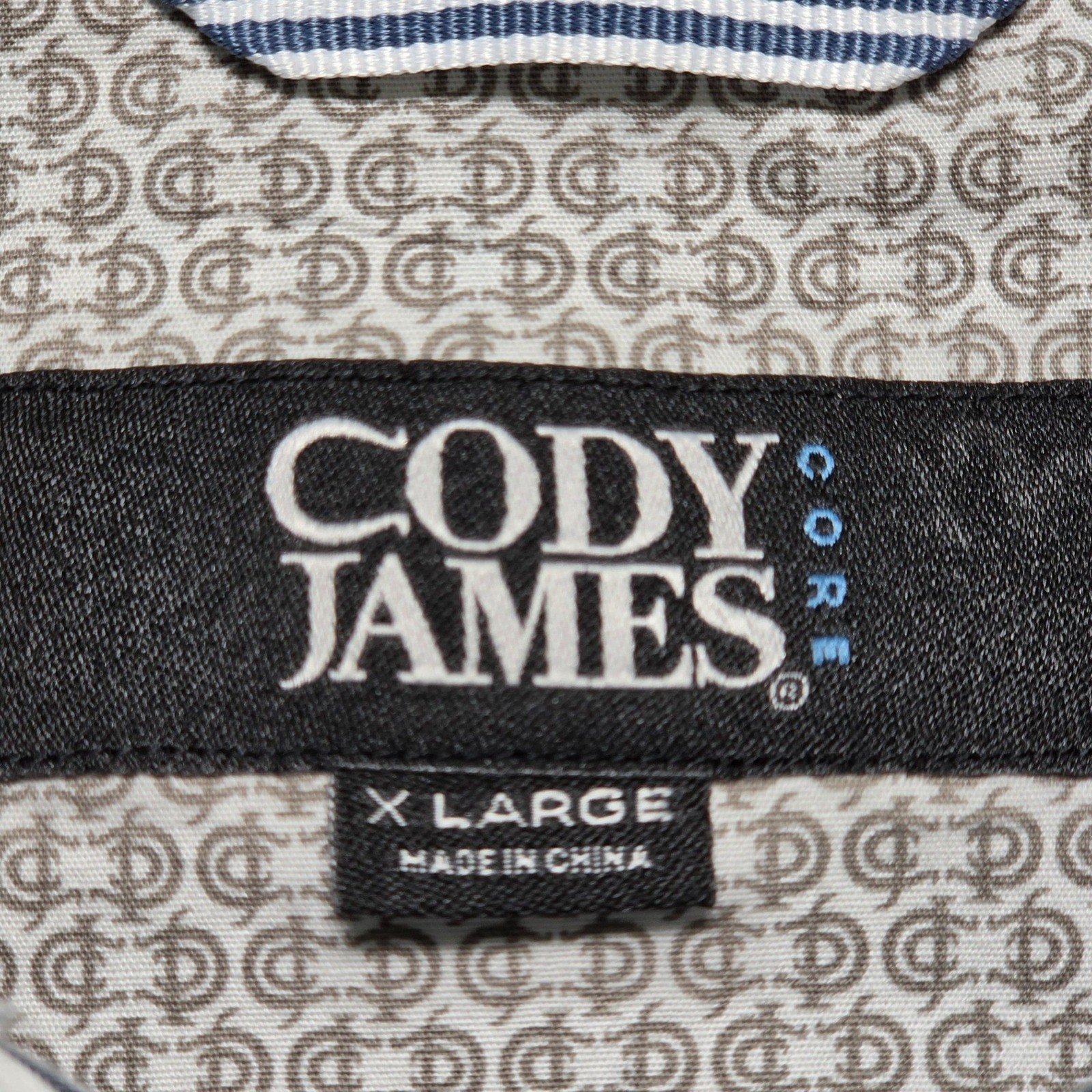 Button Down Shirt Cody James XL Mens White Blue Excellent Striped Western Core