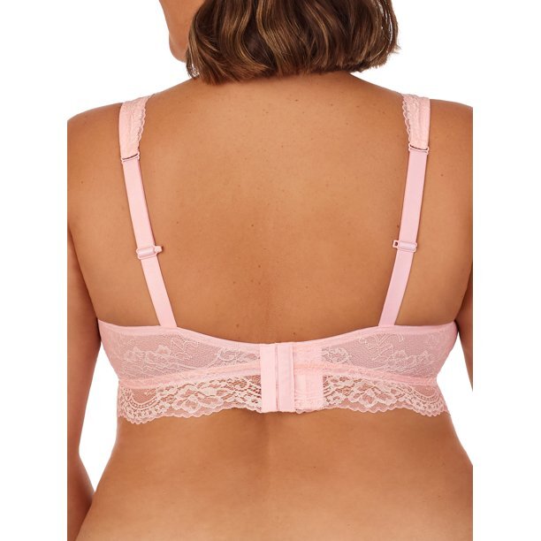 NWT Secret Treasures Women’s Plus Full Figure Lace Bralette Bra Pink/White Upick