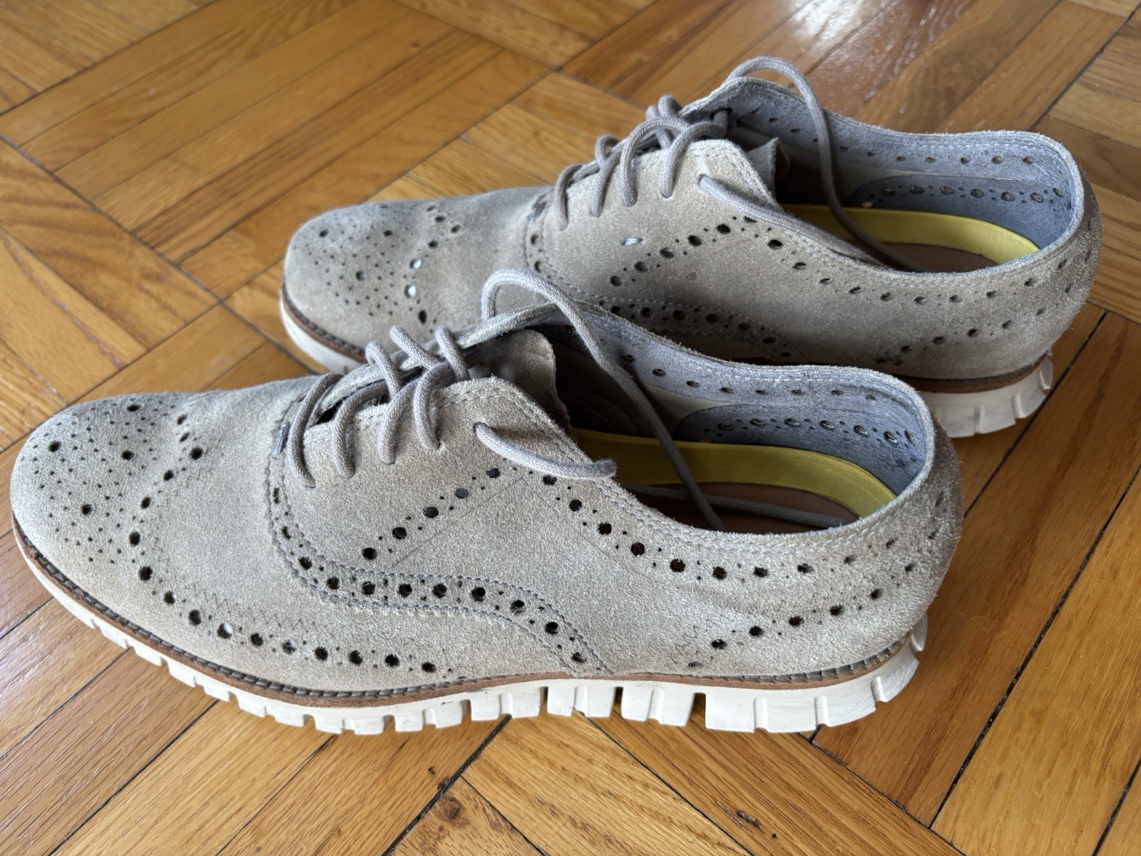 Cole Haan ZeroGrand Gray Suede Casual Daily Wingtip Brogue Oxford Mens 9.5 M