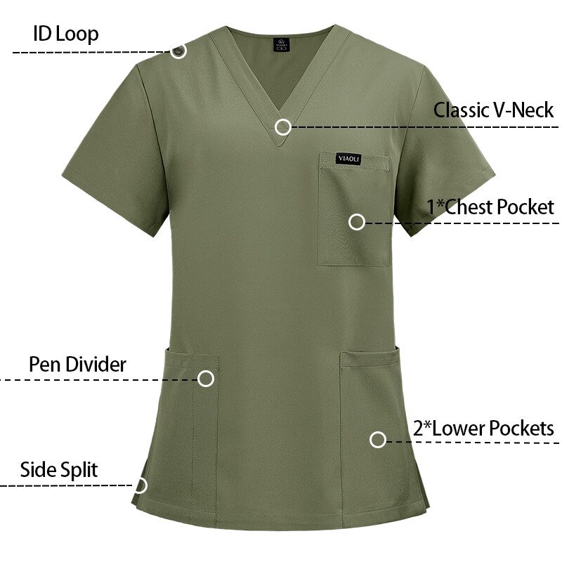 Unisex Stretch Jogger Nurse Uniform Scrub Sets Women Men V-Neck Top Elastic Pant