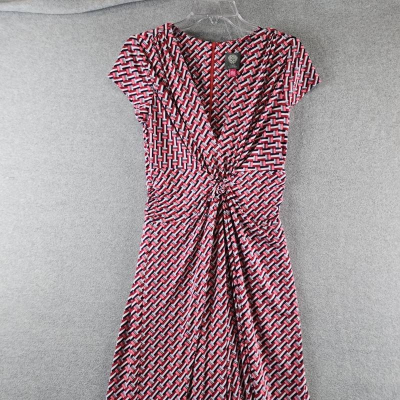 Vince Camuto Twist-Front Cap-Sleeve Jumpsuit Women’s M Red Multi Zipper Closure