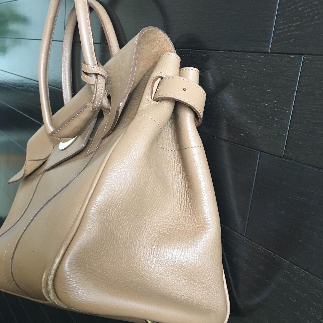 Mulberry Leather Handbag Women’s Tote 23x40x17cm Brown Classic Auth From Japan