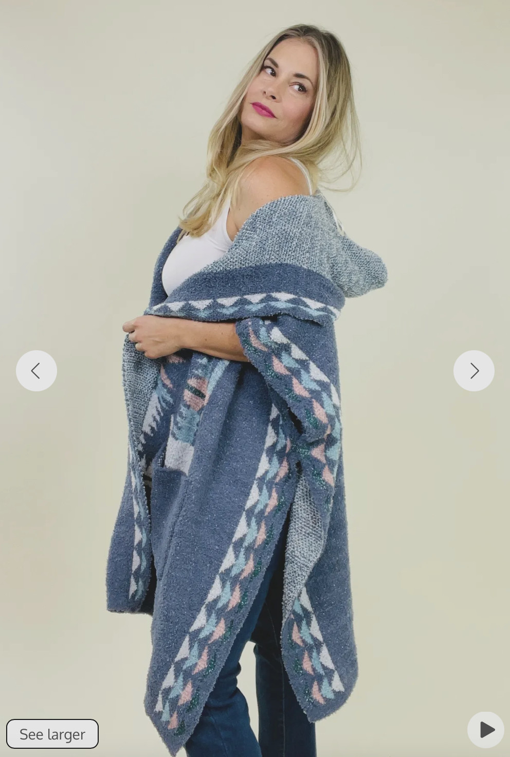Davi & Dani Unicorn Tribe Berber Fleece Poncho Hoodie Oversized S M NWOT Soft