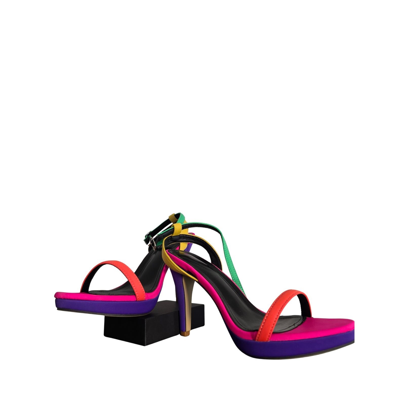 Neon Colorblock Strappy Platform High Heel Dress Sandals