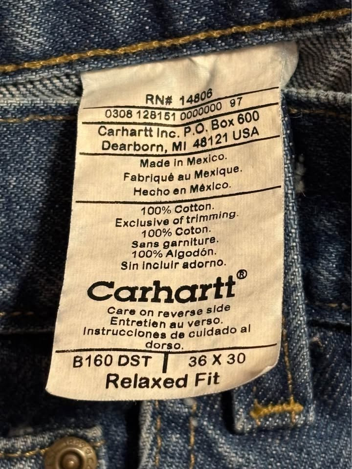 New/NWOT – Carhartt B160 DST Relaxed Fit Blue Denim Jeans 36×30 – 36 x 30