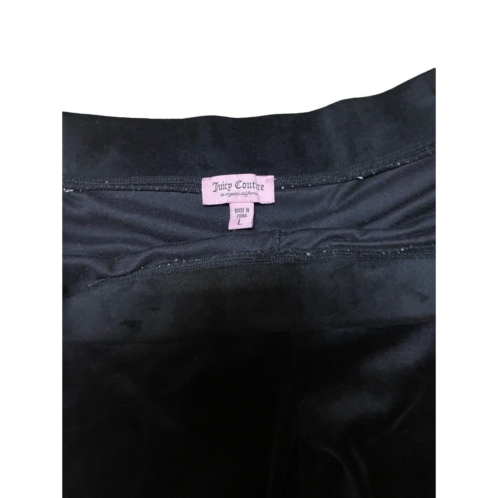 Juicy Couture Black Velour Tracksuit Rhinestone Logo Hoodie Pants Set y2k L