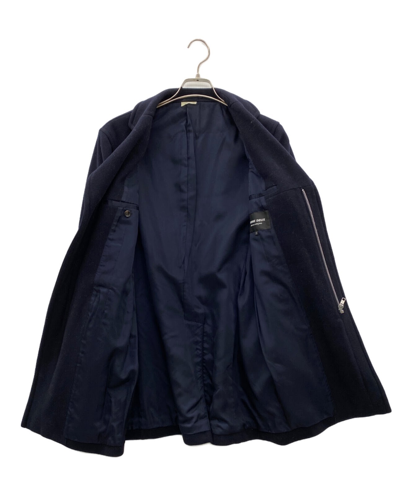 COMME des GARCONS HOMME DEUX Melton wool zip coat Size: S Navy DT-C002 Men