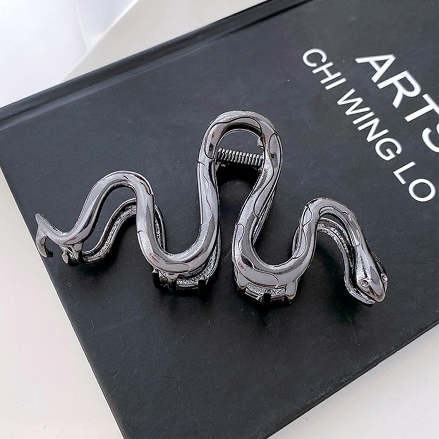 Large Metal Black Snake Hair Claws Clips – 4.3 Inch Non-Slip Cross Barrettes for