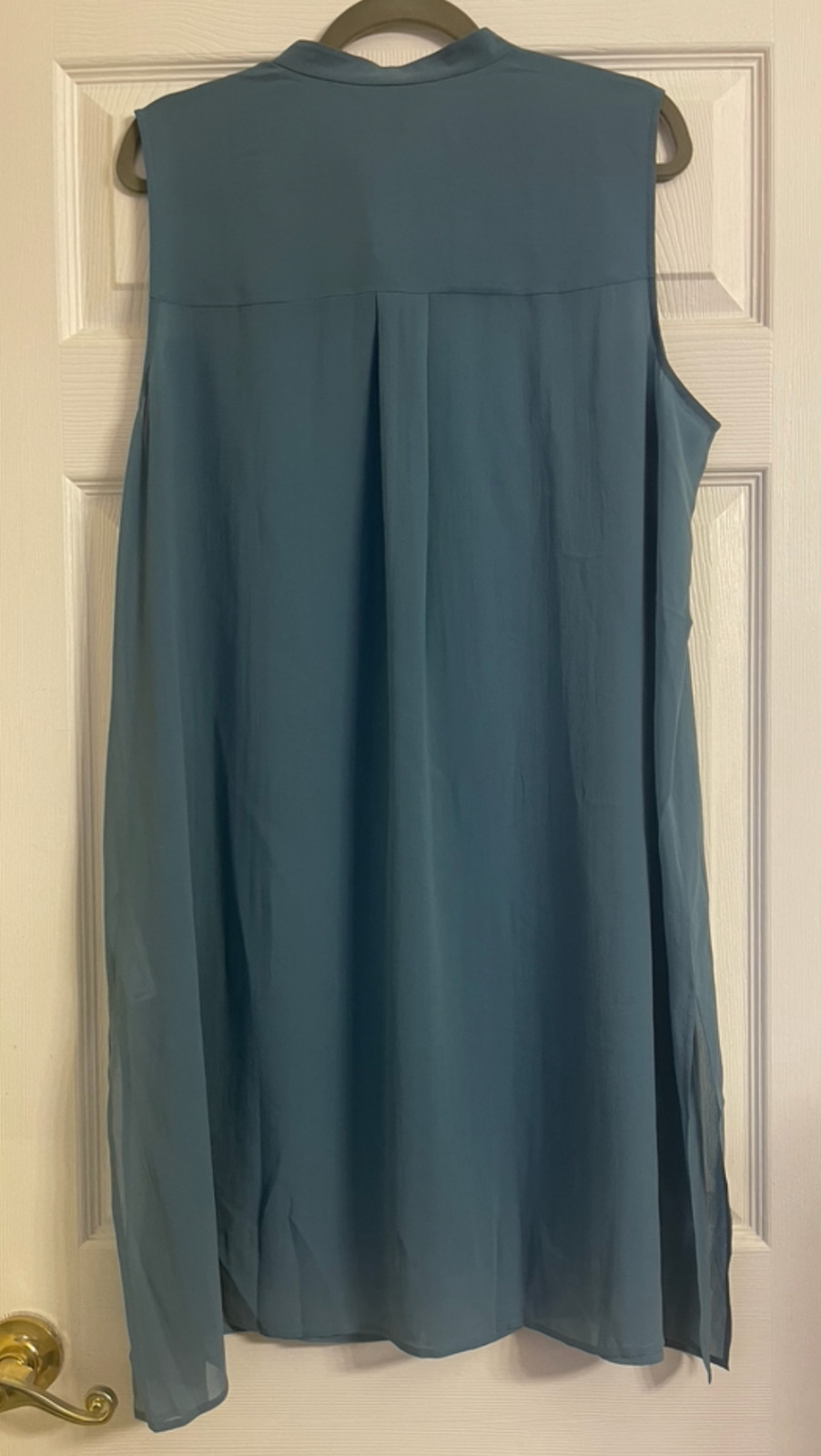 NWT $248 Eileen Fisher River Sheer Silk Georgette Mandarin Collar Shirt M XL