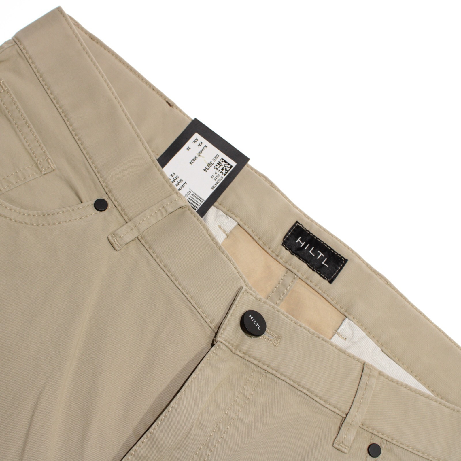 Hiltl NWD Cotton Blend 5 Pocket Jean Cut Pants Size 38 US Seth In Solid Beige