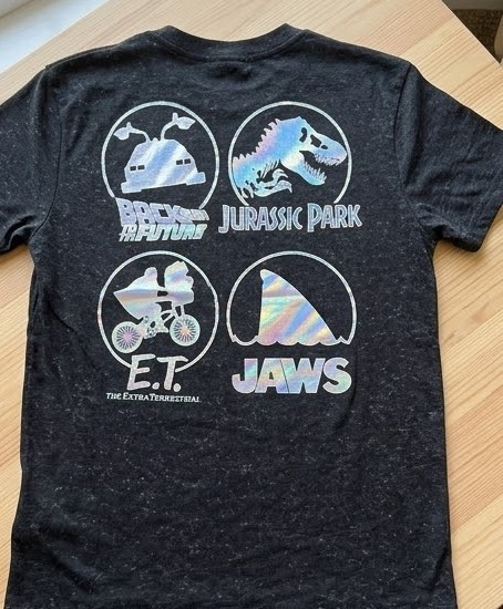 Universal Studios Jurassic Park Jaws ET Back To Future Holographic Tee Shirt S